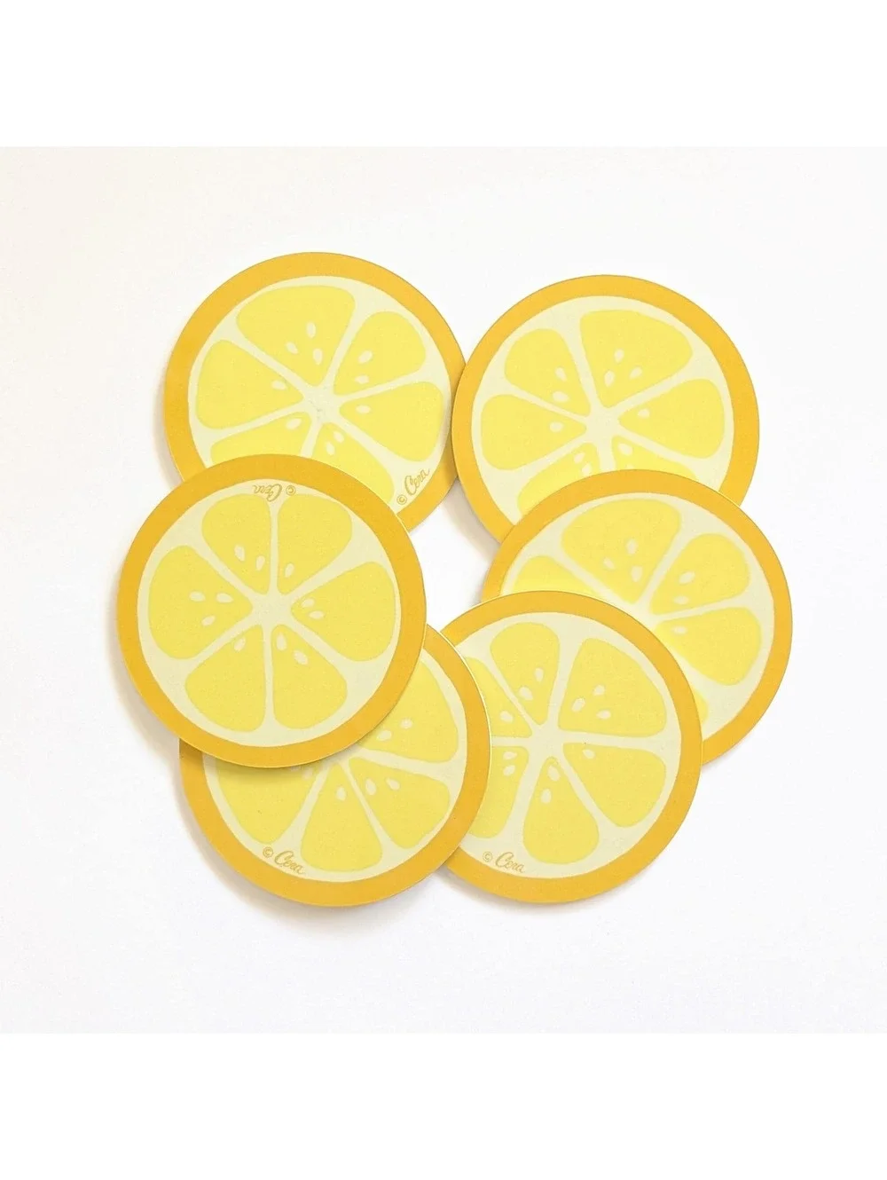 Vintage Cera Lemon Slice Drink Coasters
